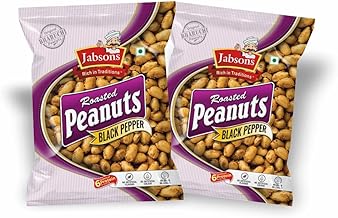 Jabsons Roasted Peanut Black Pepper - 140gm (Pack of 2) Bharuchi Clay Roasted Peanut|Ready to Eat Snacks |Jumbo Flavoured Peanuts| Moongphali Dana