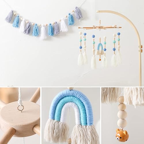 Miniatura 2 de HBM - Móvil de bebé para cuna, HBM Rainbow Baby Cuna, móvil de celula, decoración de guardería, regalo de baby shower para niños y niñas (azul)