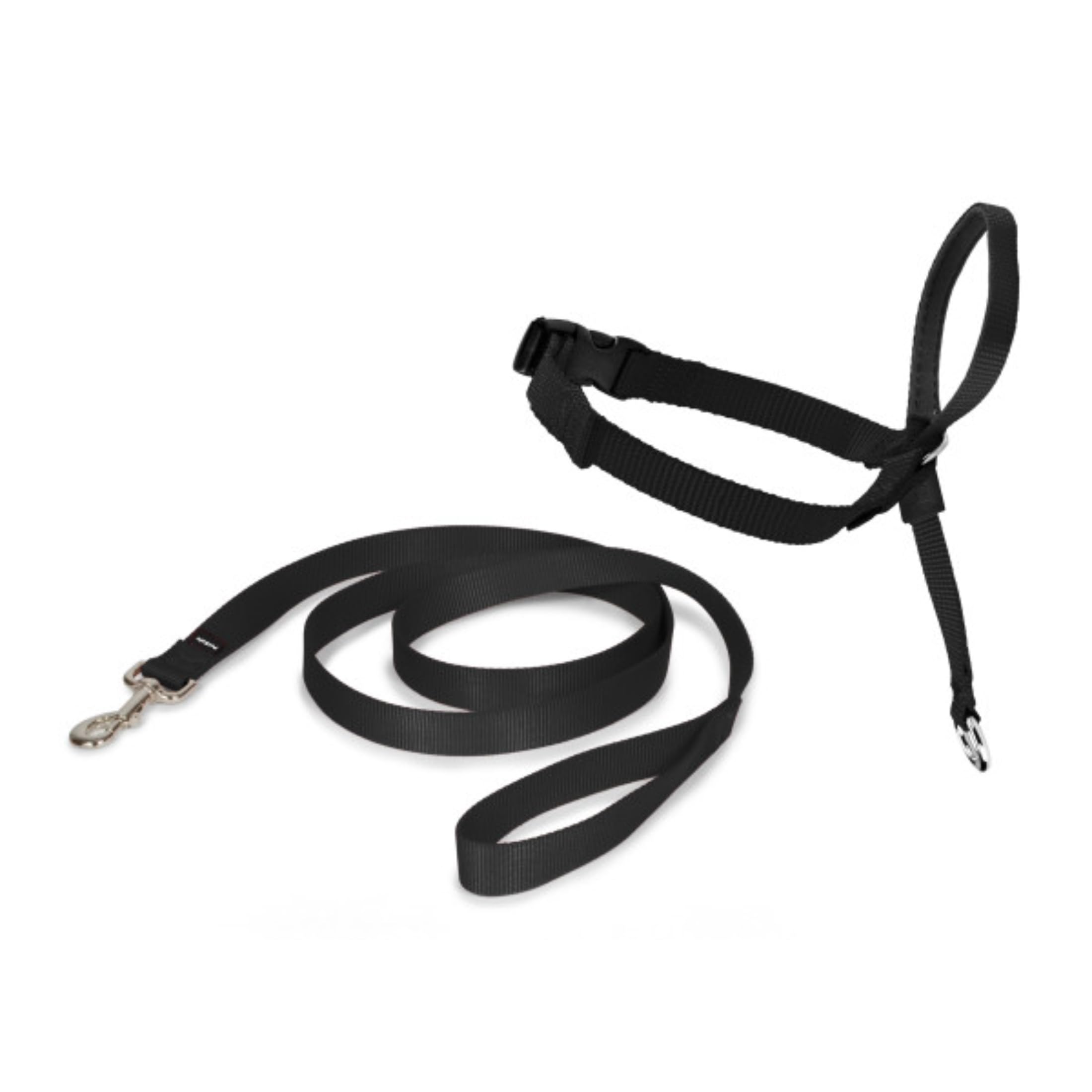 PetSafe Easy Walk – Bozal para Perros, Collar de Cabeza Antitirones para Perros, Ajustable, Acolchado, con Correa De Paseo Incluida, Negro, M