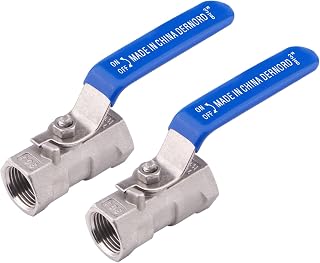 DERNORD Stainless Steel Ball Valve 1PC Type 3/8 Inch NPT Standard Port for Water, Oil, and Gas (Pack of 2)