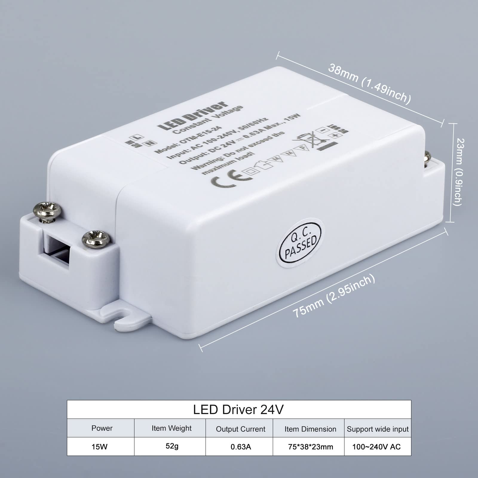 Alimentatore LED 24V 15W - Trasformatore AC/DC Per Strisce LED, Luci 12V