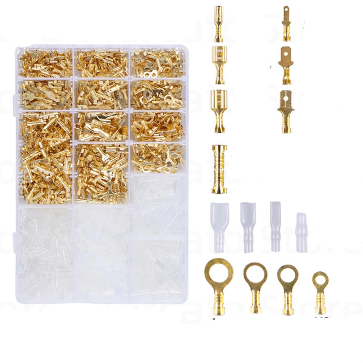 2.8/4.8/6.3mm Assortiti Maschio/Femmina Spina Primavera Spade Terminali A Crimpare Freddo Manicotto Isolante Elettrico Connettore del Cavo SN-48B Set-1000 PZ