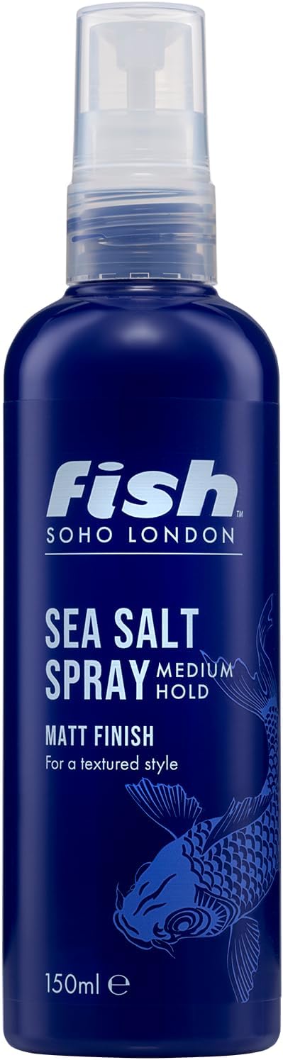 Fish Sea Salt Spray for Men - Texturizing Hair with Sea Minerals, 150ml - Volumizing Beach Waves, Natural Hold, Non-Sticky Finish for Short & Long Styles