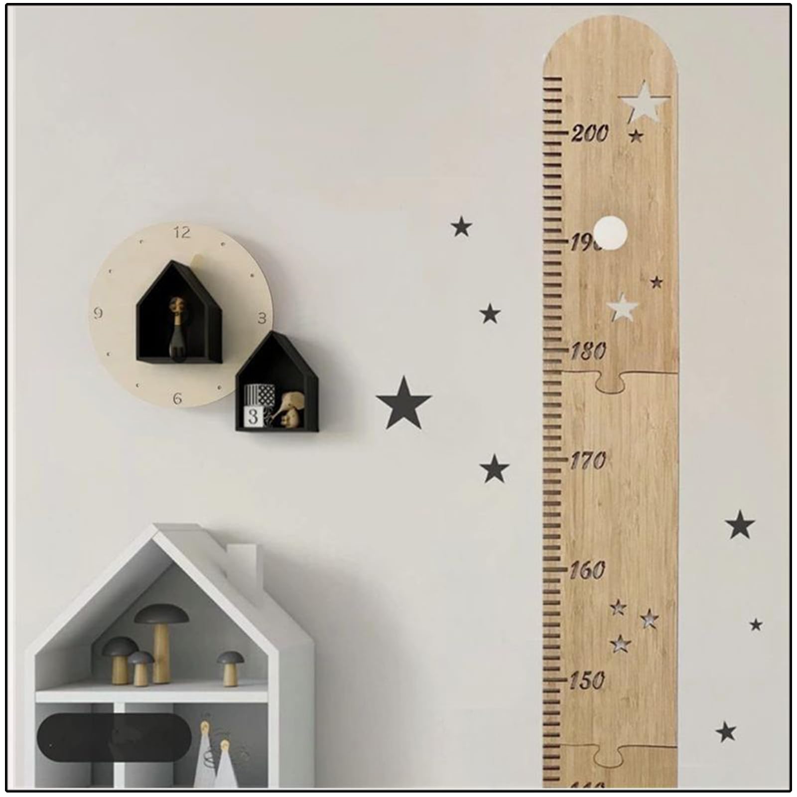 Grafici Di Altezza In Legno Misuratore Per Bambini 50-200 Cm Decorazione Murale Cameretta (Set Da 5)
