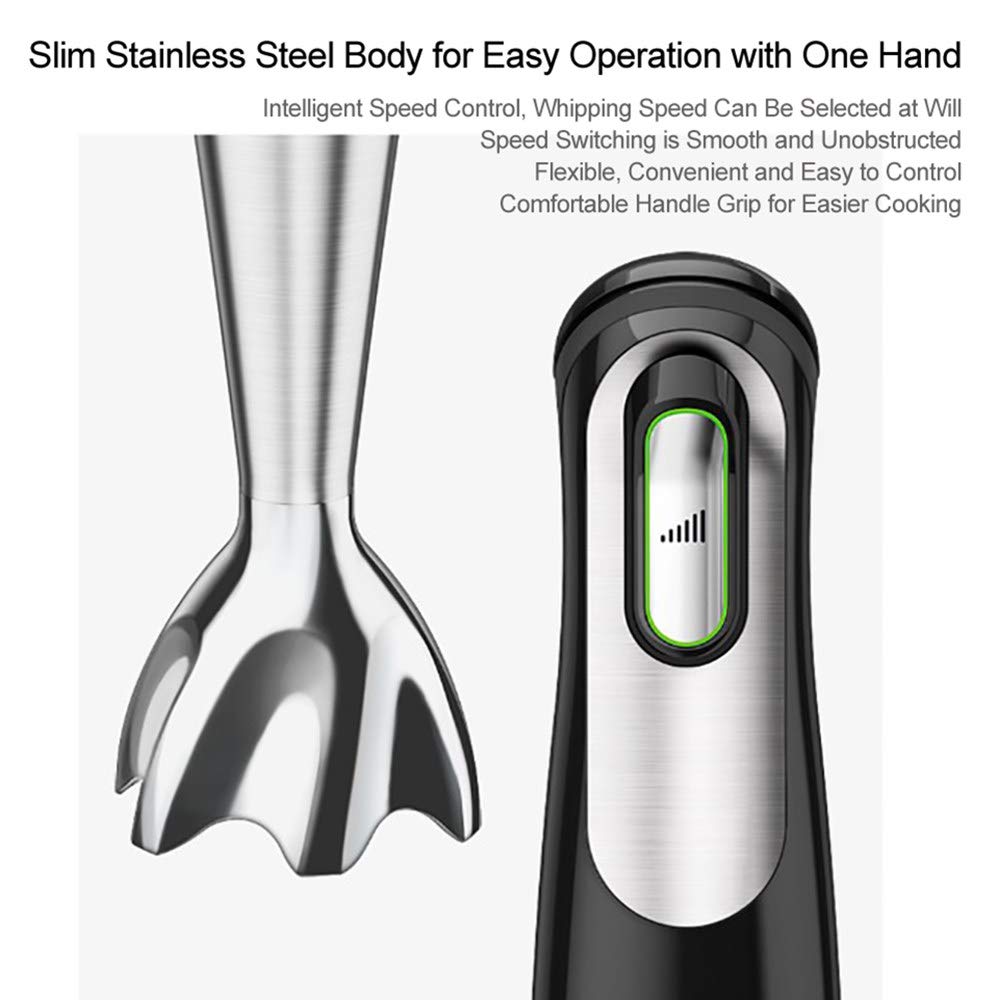 Frullatore A Immersione Wancle 600W - Minipimer Con Lame Acciaio, Modalità Turbo, Nero - Foto 7