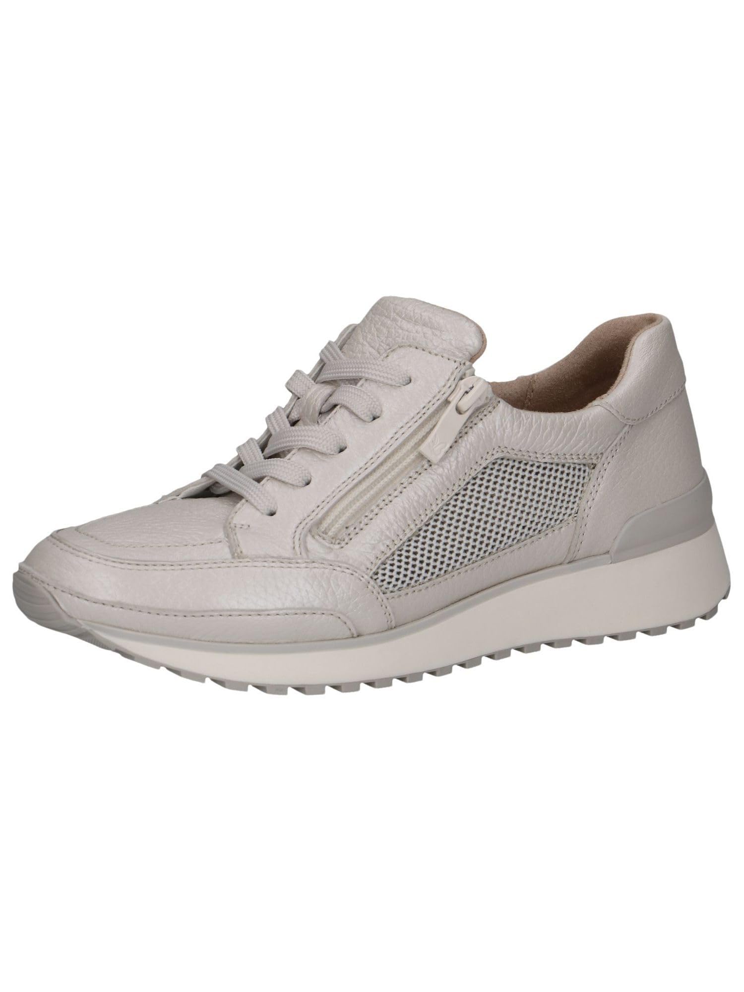 CAPRICE Women's Flat Sneakers with Zipper Sporty, Beige (Pearl Nappa), 6.5 UK