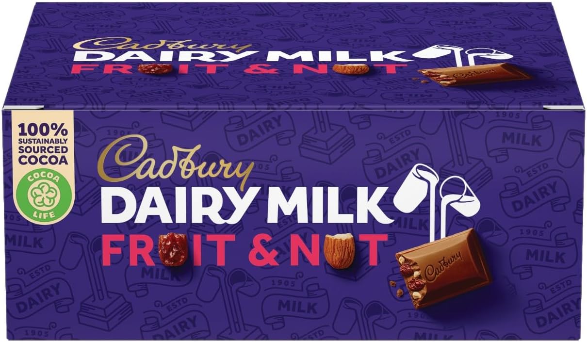 Cadbury Dairy Milk Fruit And Nut- 12 Pieces, 37 gm