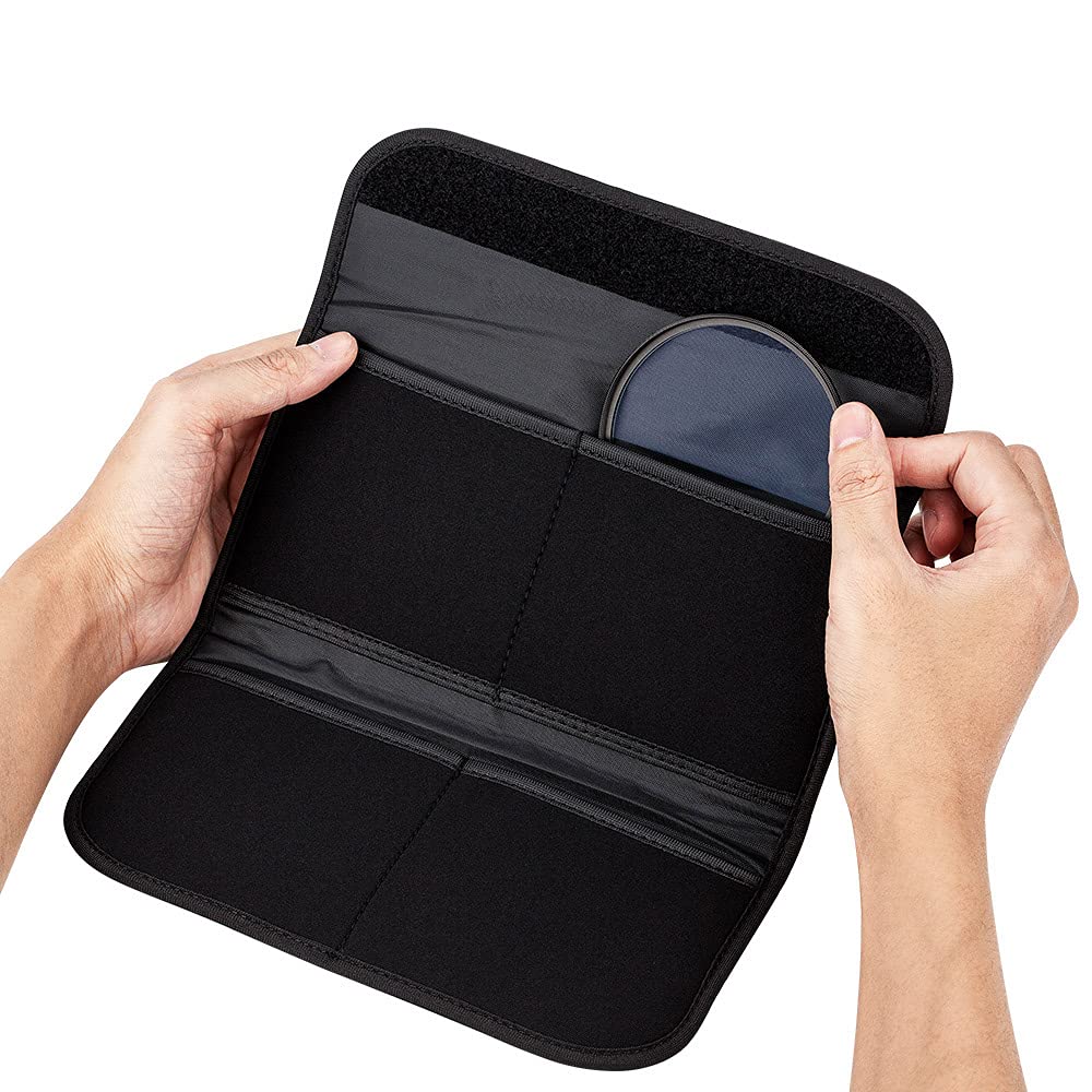 JJC 4 tasche per filtro obiettivo fotocamera diametro 82 mm, in neoprene elastico, con panno in microfibra