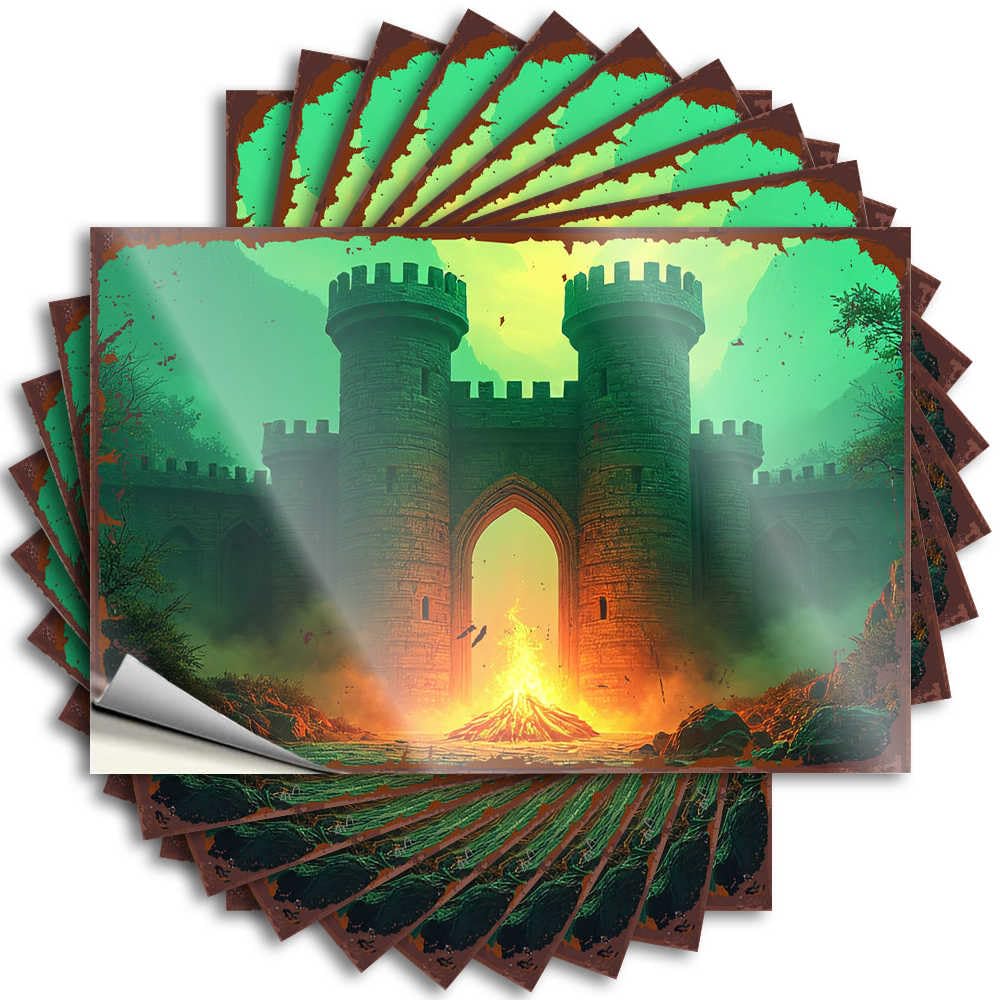 Saying Cheap Vinyl Decals, Cool Stuff for Boys Waterproof Hard Stickers for Water Bottle | A Fiery Gateway to A Medieval Castle Perfect for Adults Laptop Decor(6X9CM)