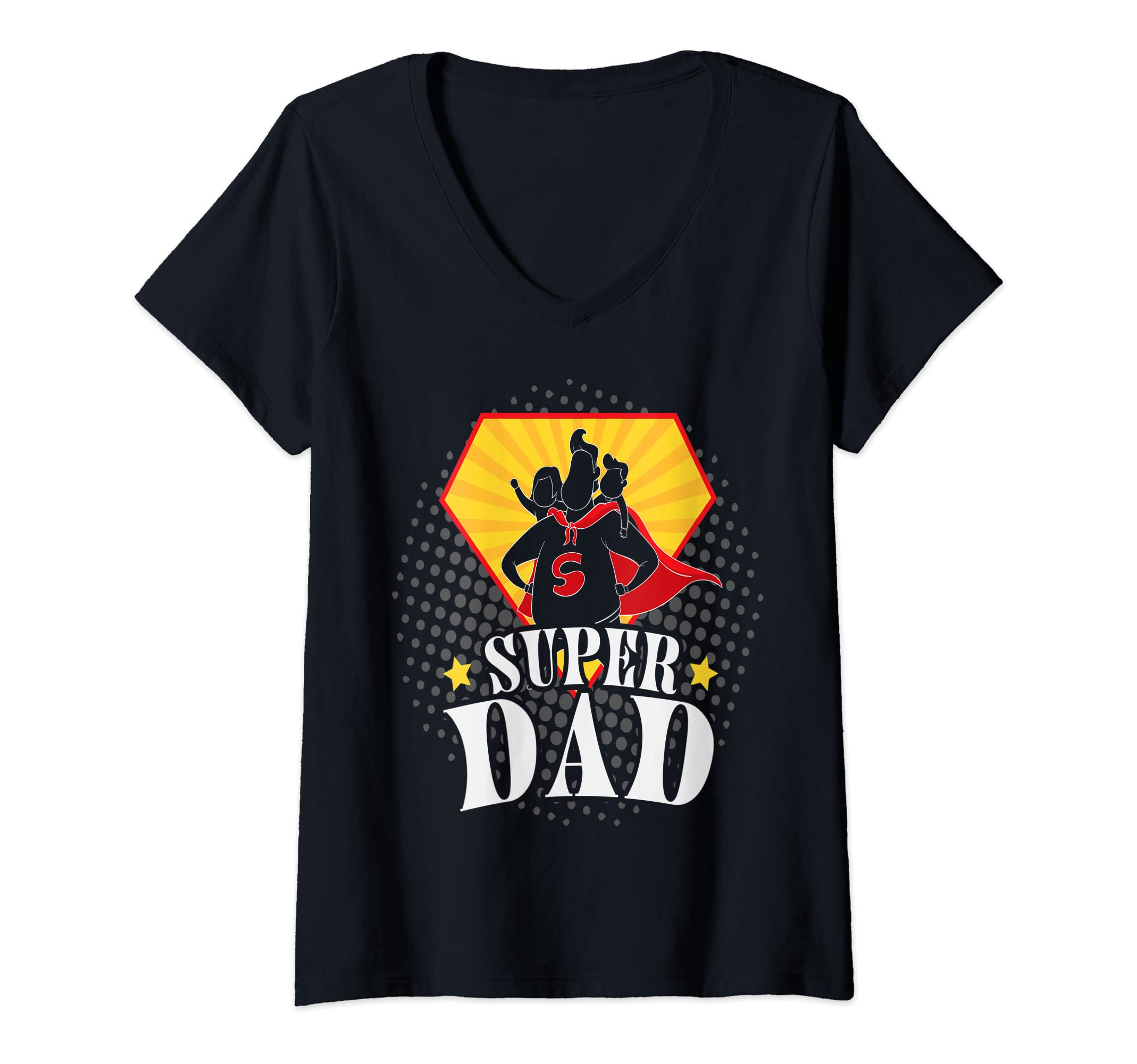 Super dad Superdad Funny Superhero Dad Fathers DayWomens Super dad Superdad Funny Superhero Dad V-Neck T-Shirt