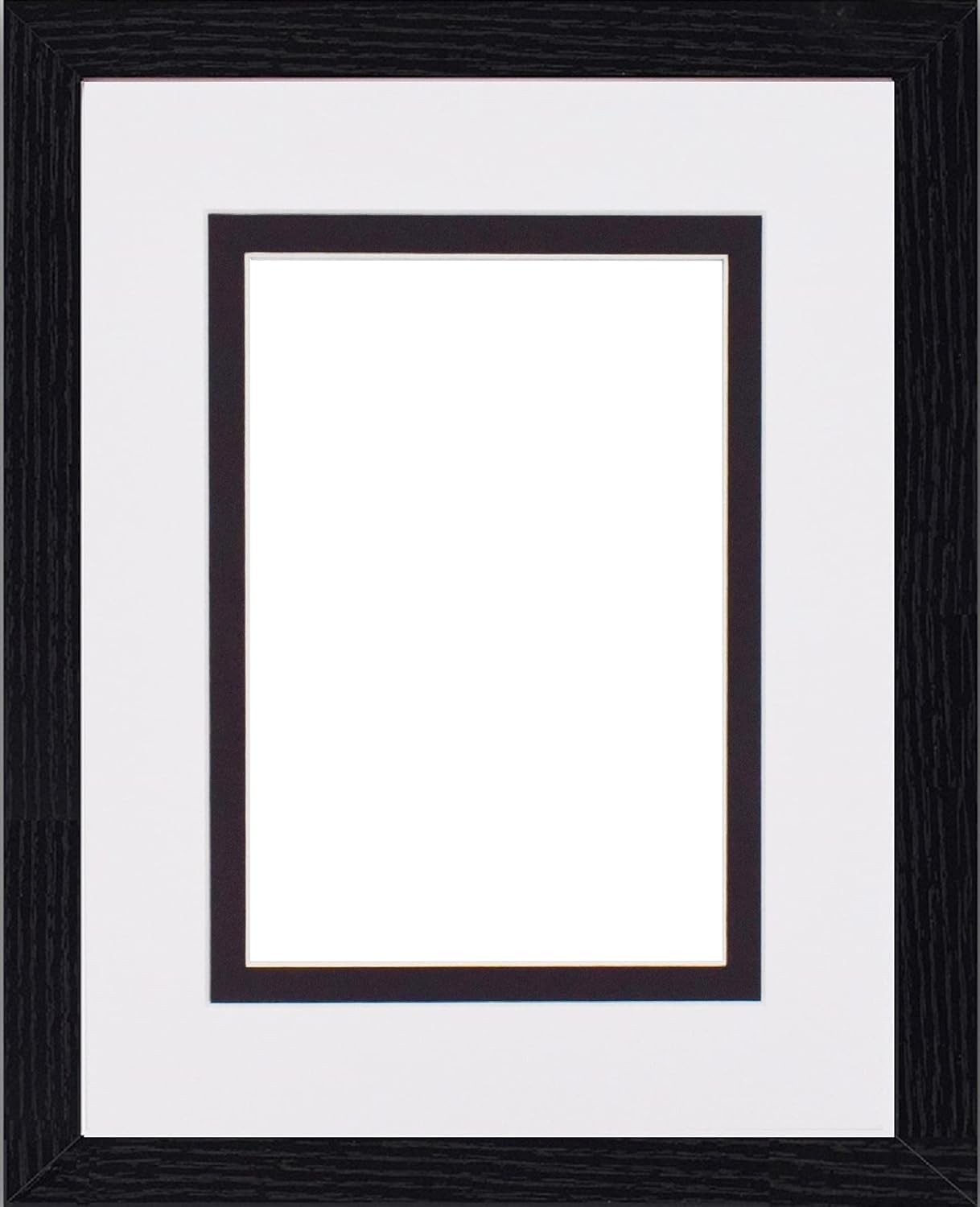 Black Double Mount Photo Frame Picture Poster Certificate Frames With Perspex Sheet (70x50cm For 60x40cm, Black Frame With White On Black Mount)