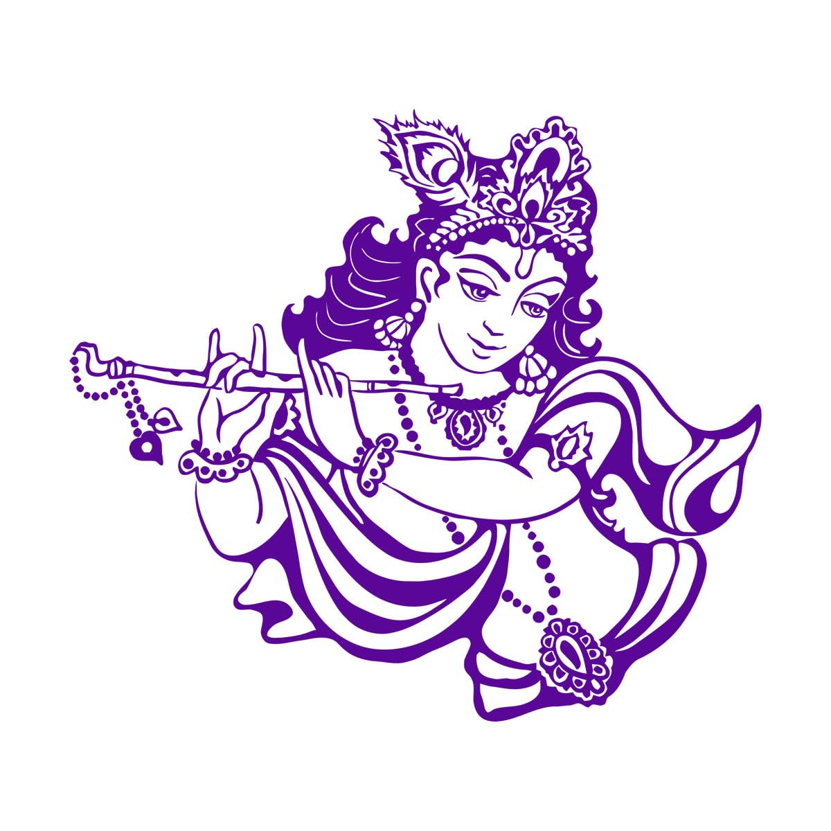 Vinyl Wall Decal Krishna Hinduism God India Hindu Stickers Home Decor Living Room Bedroom Murals Extra Large - 75x86cm โ image 1