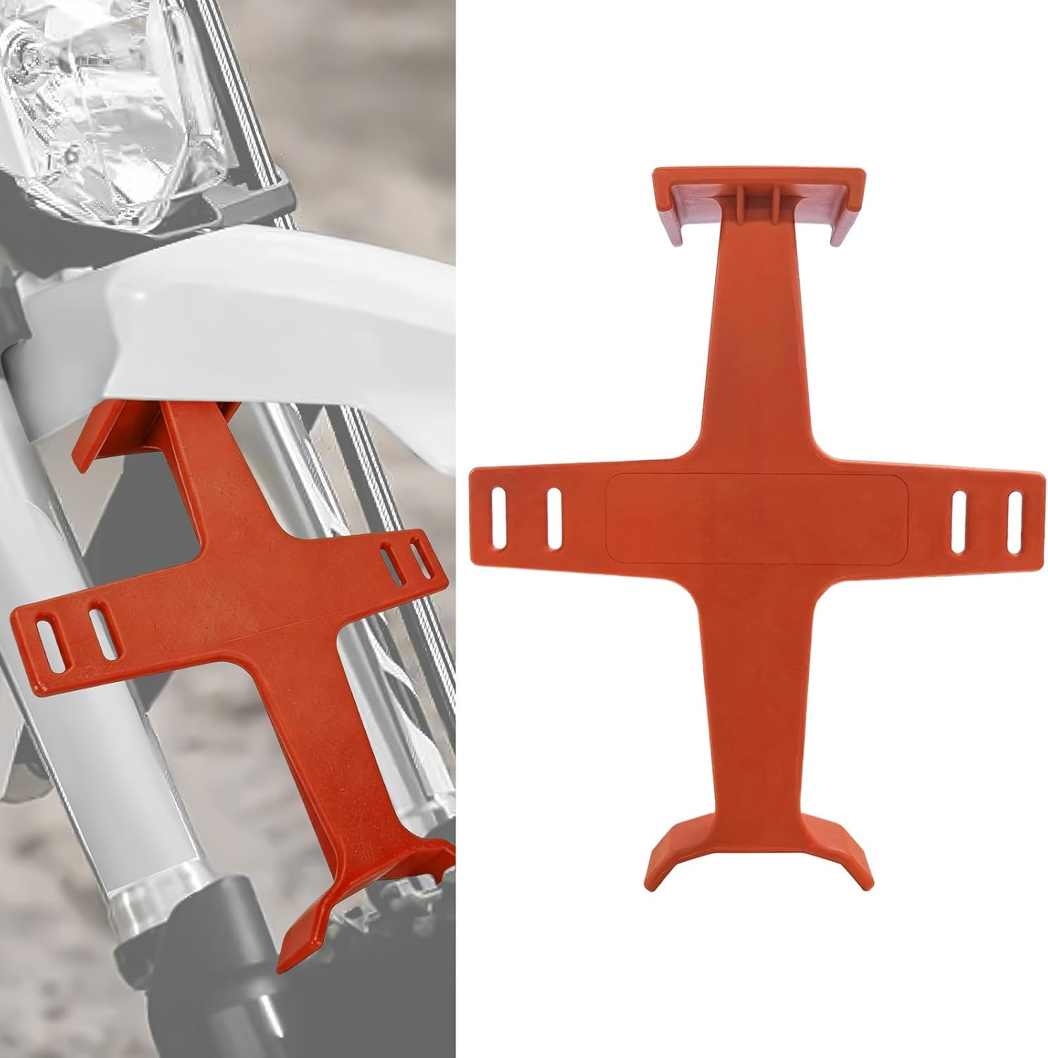 Motorcycle Fork Guard Suspension Support Brace, 11.2" Universal Dirt Bike Fork Saver Transportation Tool, Suspension Guard Protector for Dirt Bike Motocross Supermoto (Orange)