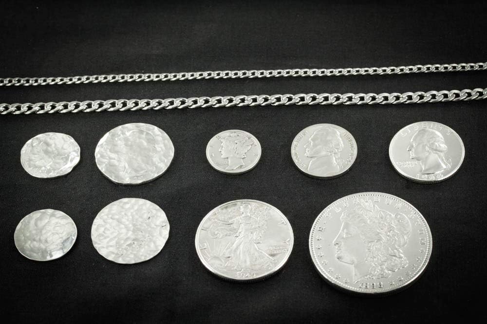 Silver Compass Necklace, Engraved into a Hammered Silver Coin, with a Date, GPS Coordinates, and Initials, By NameCoins