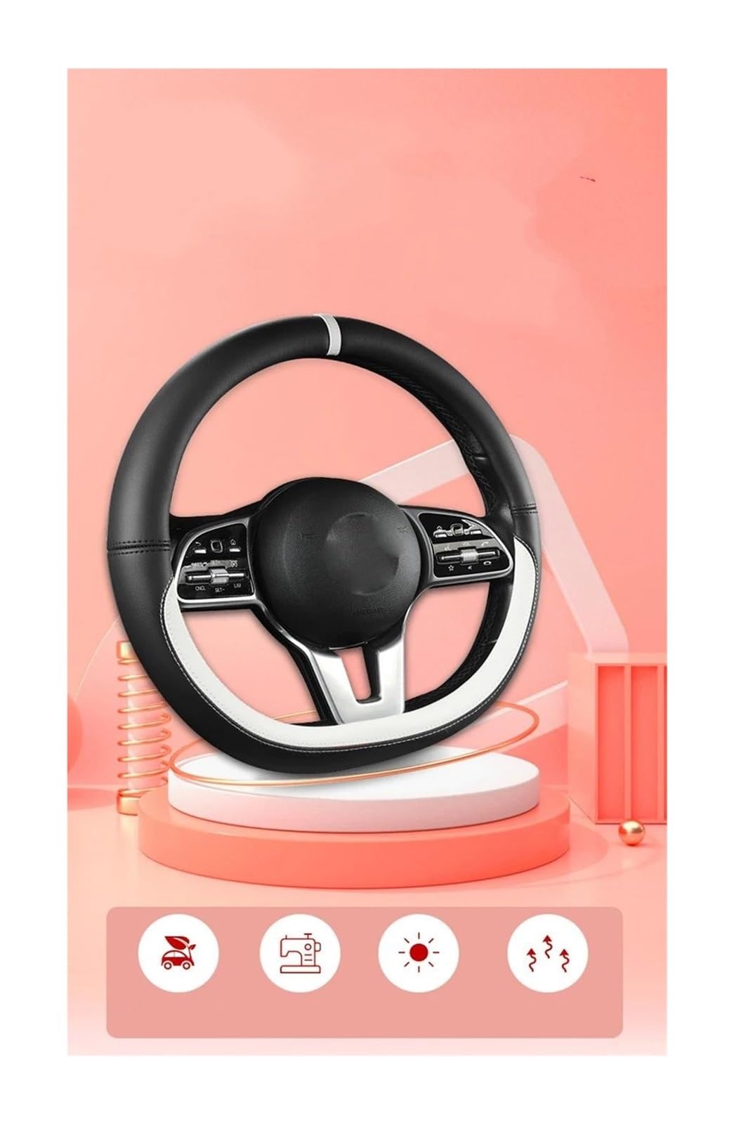 Funda Volante Automóvil Para Citroen C3 II III Y Aircross - Protector Cuero Microfibra Tipo D Naranja