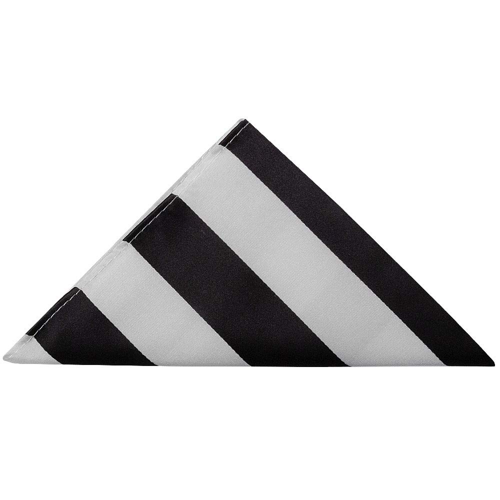 TIES R US Black and White Stripe Satin Pocket Square