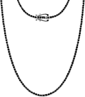 5 Carat Natural Black Diamond Tennis Necklace Round Cut Riviera Necklace in 14K / 10K Gold or 925 Sterling Silver, Luxury Unisex Jewelry for Men & Women