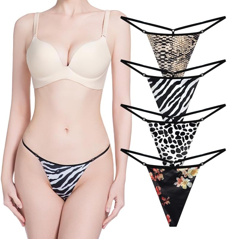 VISSAY Seamless G-String Thongs for Women No Show Thong Underwear Low Rise T-back Panties Comfortable Stretch 4 Pack