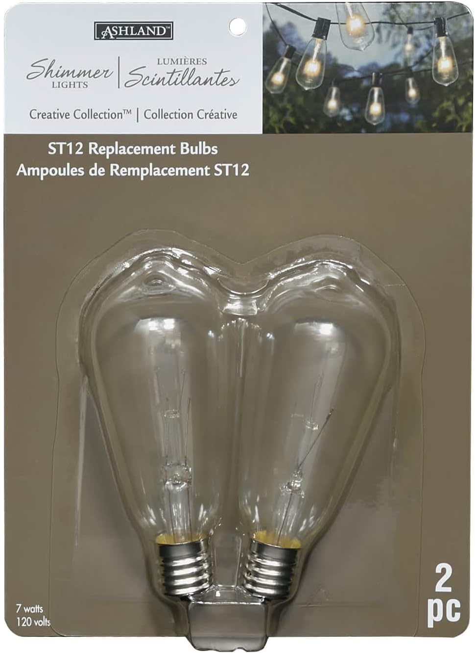 Ashland 2 Sheets (32 Total) Creative Collection Shimmer Lights Edison Replacement ST12 Bulbs - 120 Volts, 7 Watt, Soft Amber Glow - Bulk 16 Pack