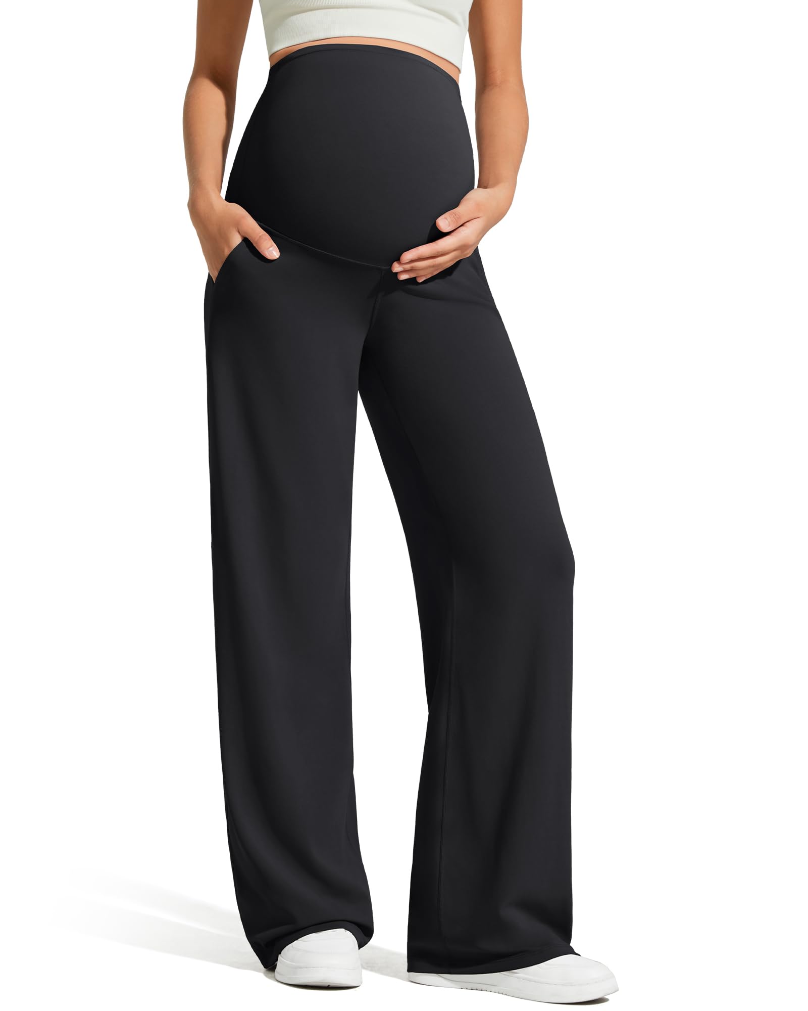 G4Free Maternity Pants for Women Pregnancy Slacks,Black,XXL,Regular