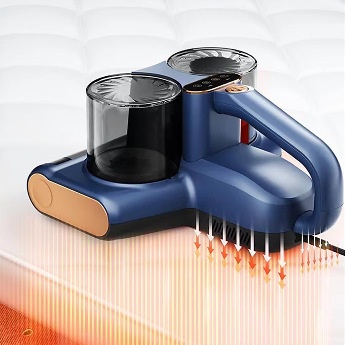 Aspiratore per materassi, con luce UV e sensore acaro della polvere, rimuove il 99,9% allergeni, design doppio raccoglitore di polvere, filtro HEPA, leggero e pratico