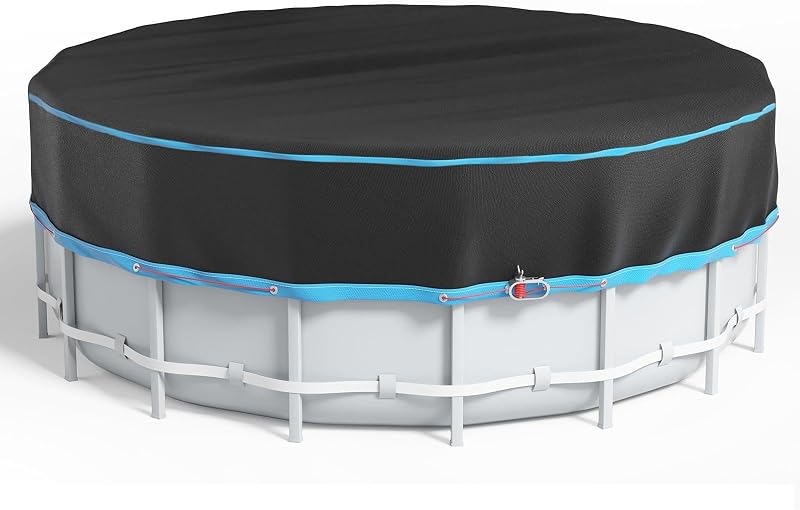 10 Ft Round Pool Cover, Heavy Duty Pool Cover for Above Ground Pools, Swimming Pool Cover with Storage Bag Solar Covers for Above Ground Pools, Waterproof & Dustproof