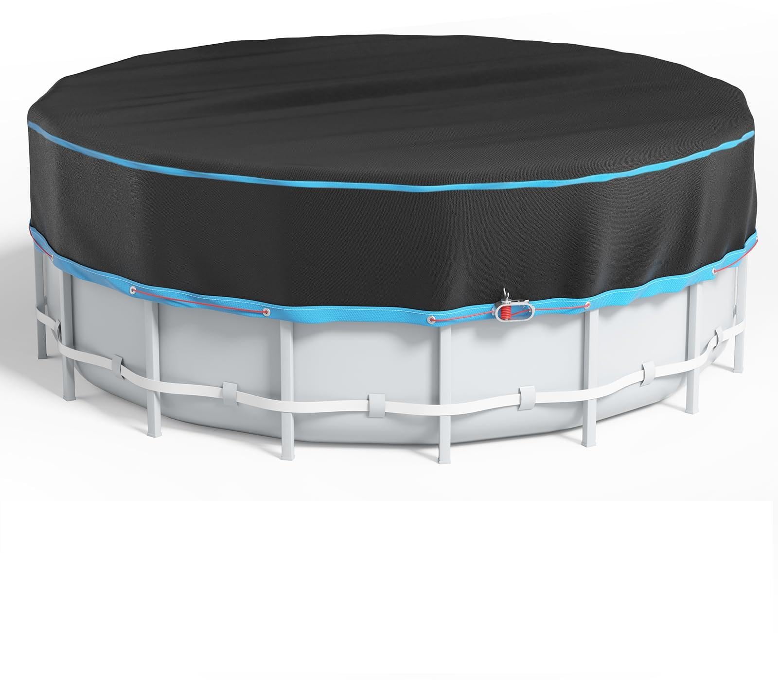 8 Ft Round Pool Cover, Heavy Duty Pool Cover for Above Ground Pools, Swimming Pool Cover with Storage Bag Solar Covers for Above Ground Pools, Waterproof & Dustproof — view 8