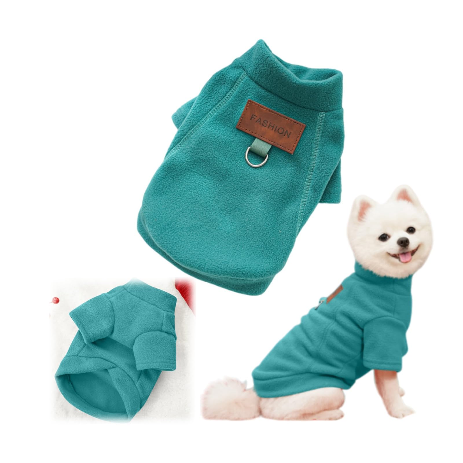 Dog Jumper Dog-Hoodie Puppy Fleece Sweatshirts with Leash Ring, Chihuahua Clothes, Warm & Lightweight Pullover for Small Medium Pets - Cozy Fall/Winter/Spring Pet Jacket (Cyan,XXL)