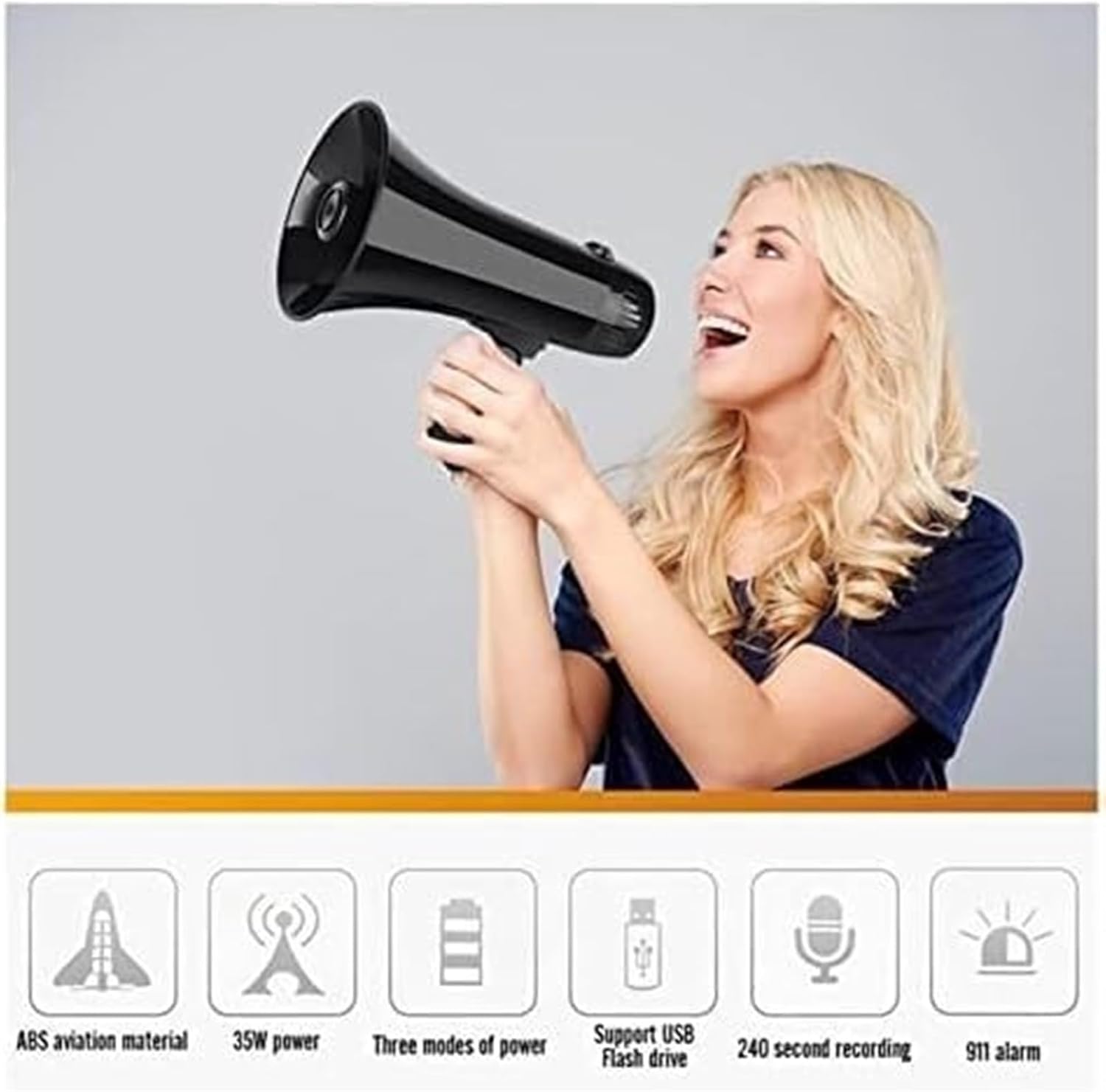 Megaphone Loud Hailer Hand Megaphone High Power Portable Support Mp3 Bullhorn Speaker Outdoor Activities Megaphone for Sport