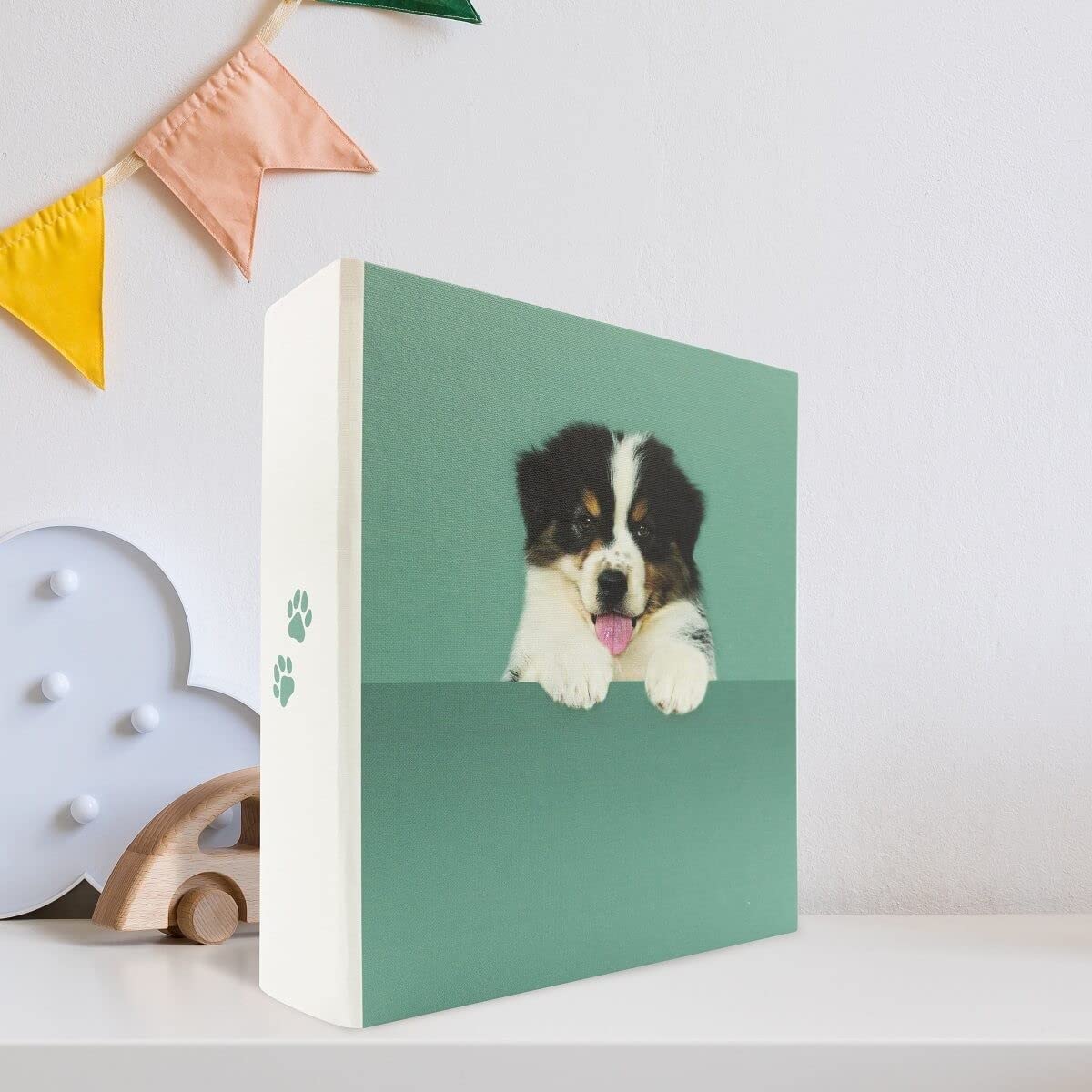 Ceanothe Album Photo Pochette cache-cache chien 200 Photos 10x15 cm Animaux - Mini Format - 100 Pages Ivoire- 2 Photos par Page - Taille de l'album Photo : 25x25 cm - Marque Française