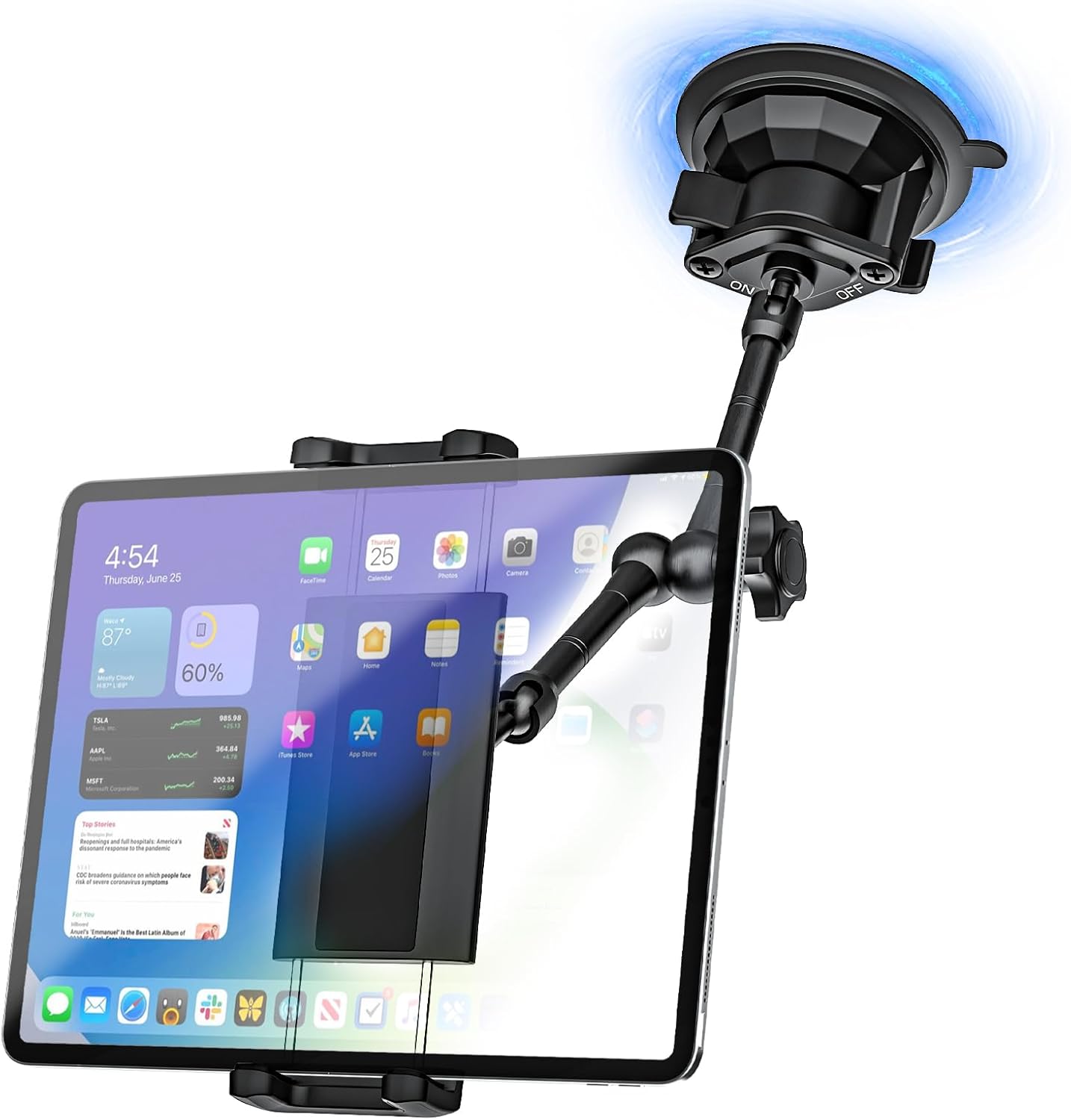 Sunroof Tablet Holder Mount for Car/Truck [Latest Anti-Shake] Dashboard Windshield Window Tablet Stand for Truck/Car/Pickup, Heavy Duty Sunroof ipad Mount for 4-12.9" iPad Pro Air, Z Fold, iPhone