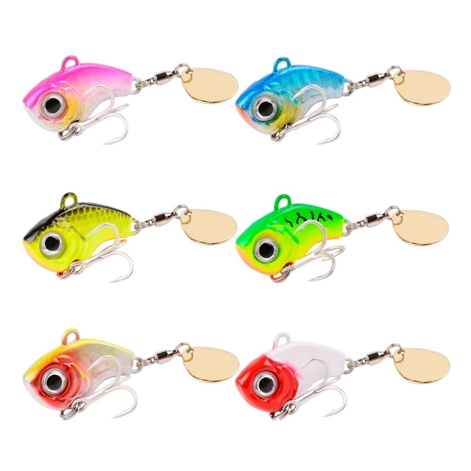 Leurres de pêche, 3D Eyes Soft Fishing Lure , 6 pièces/lot leurres de pêche Wobble rotatif métal VIB Vibration appât for brochet bar truite artificiel dur appâts Spinner cuillère leurre(14G Hook 6pcs)