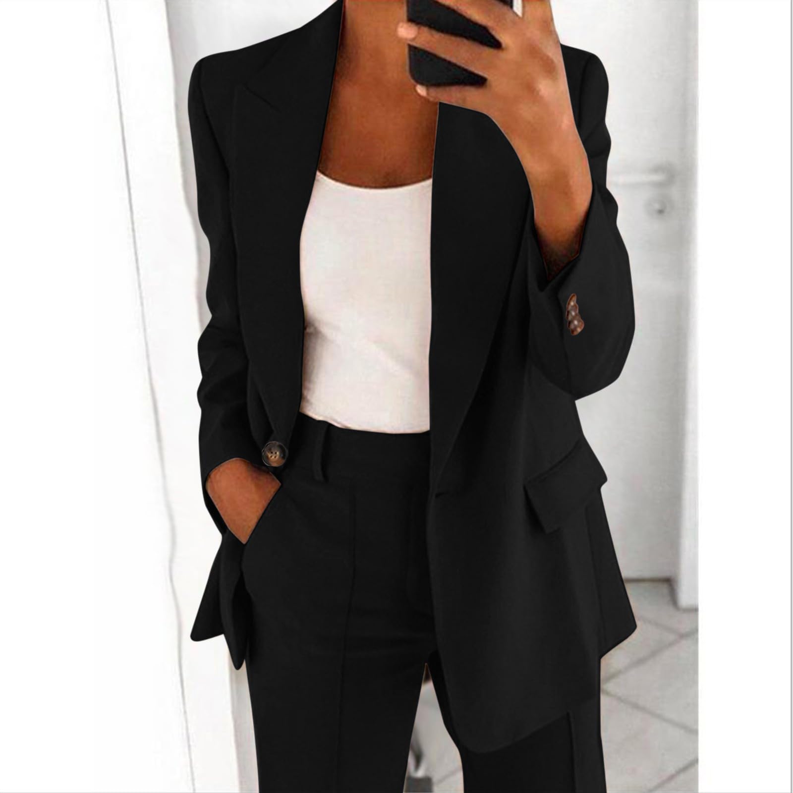 Damen Blazer Sportlich Elegant, Damen Blazer Sportlich Offen Vorne Elegant Blazer Langarm Stehkragen Long Sakko Mantel Business Anzug Jacke Curvy Sweatblazer Mode Casual Sweatblazer Damen Sportlich