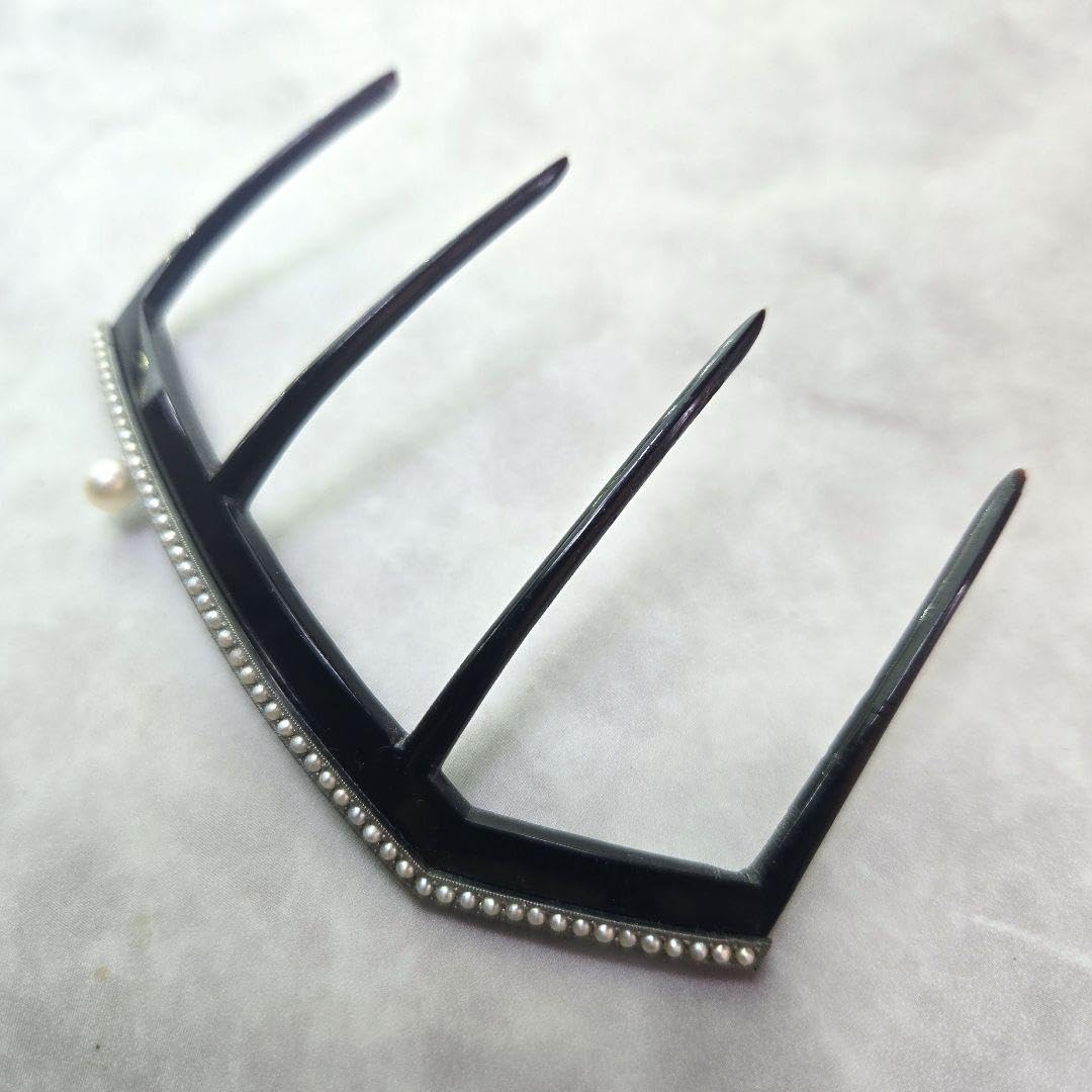 Amazon.co.jp: アンティーク 本鼈甲 真珠 櫛 かんざし パール 共  