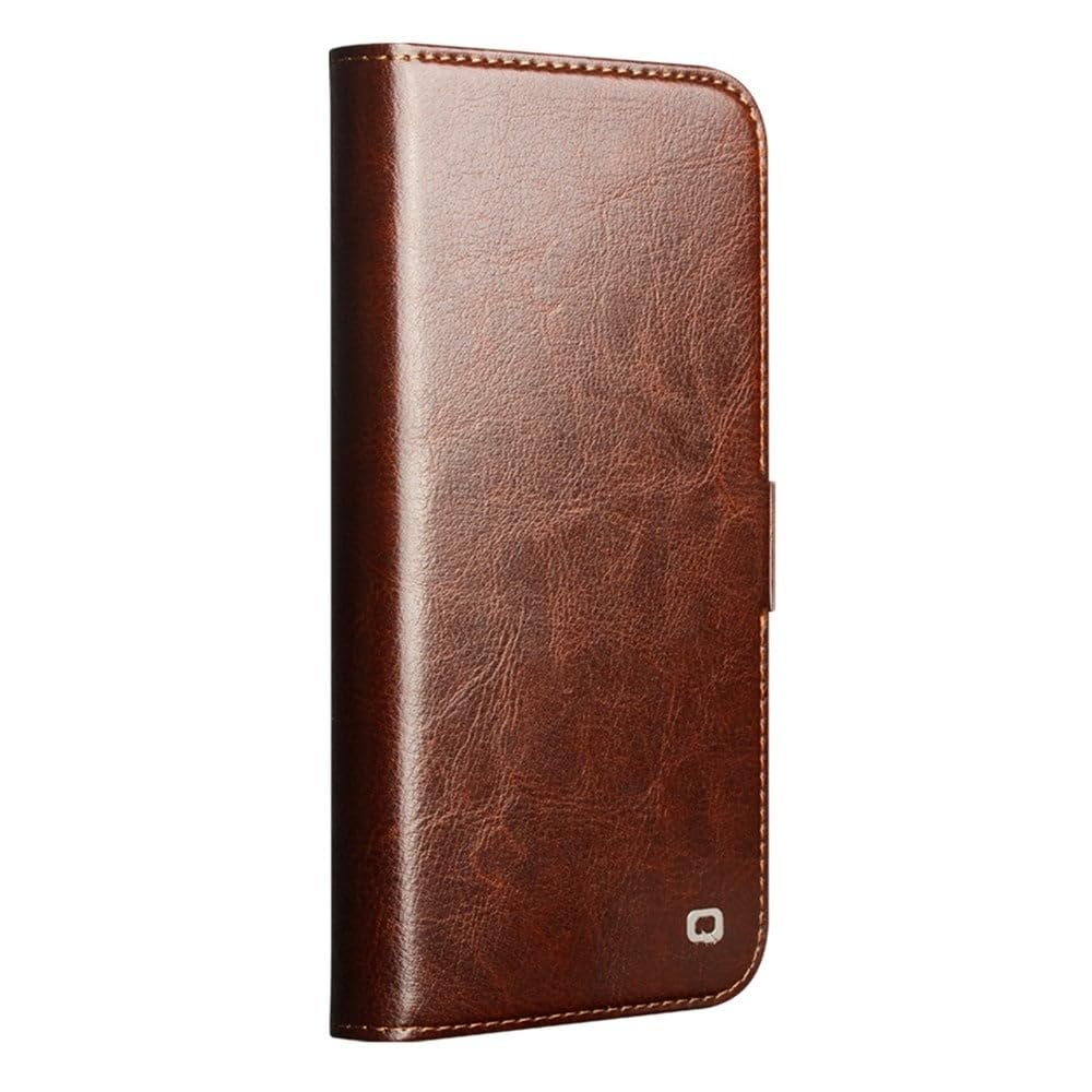 Qialino Compatible avec iPhone 18 Pro Max/Compatible avec iPhone 17 Pro Max Étui - Étui à rabat en cuir - Fermeture magnétique - Marron foncé