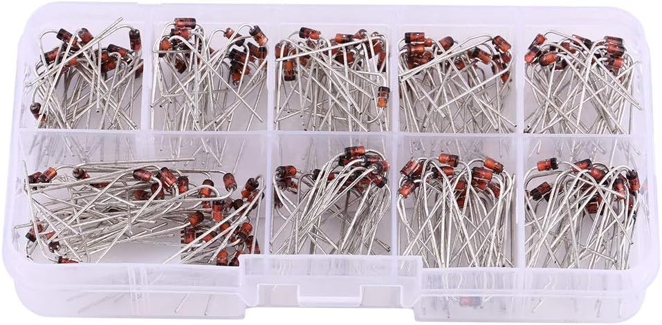 Eujgoov 200pcs 10 Values Zener Diode 1n4739 diode assortiment Assortment Electronic Kit Red with Storage Box 1N4738 1N4739 1N4740 1N4741 1N4742 1N4743 1N4744 1N4745 1N4746 1N4748