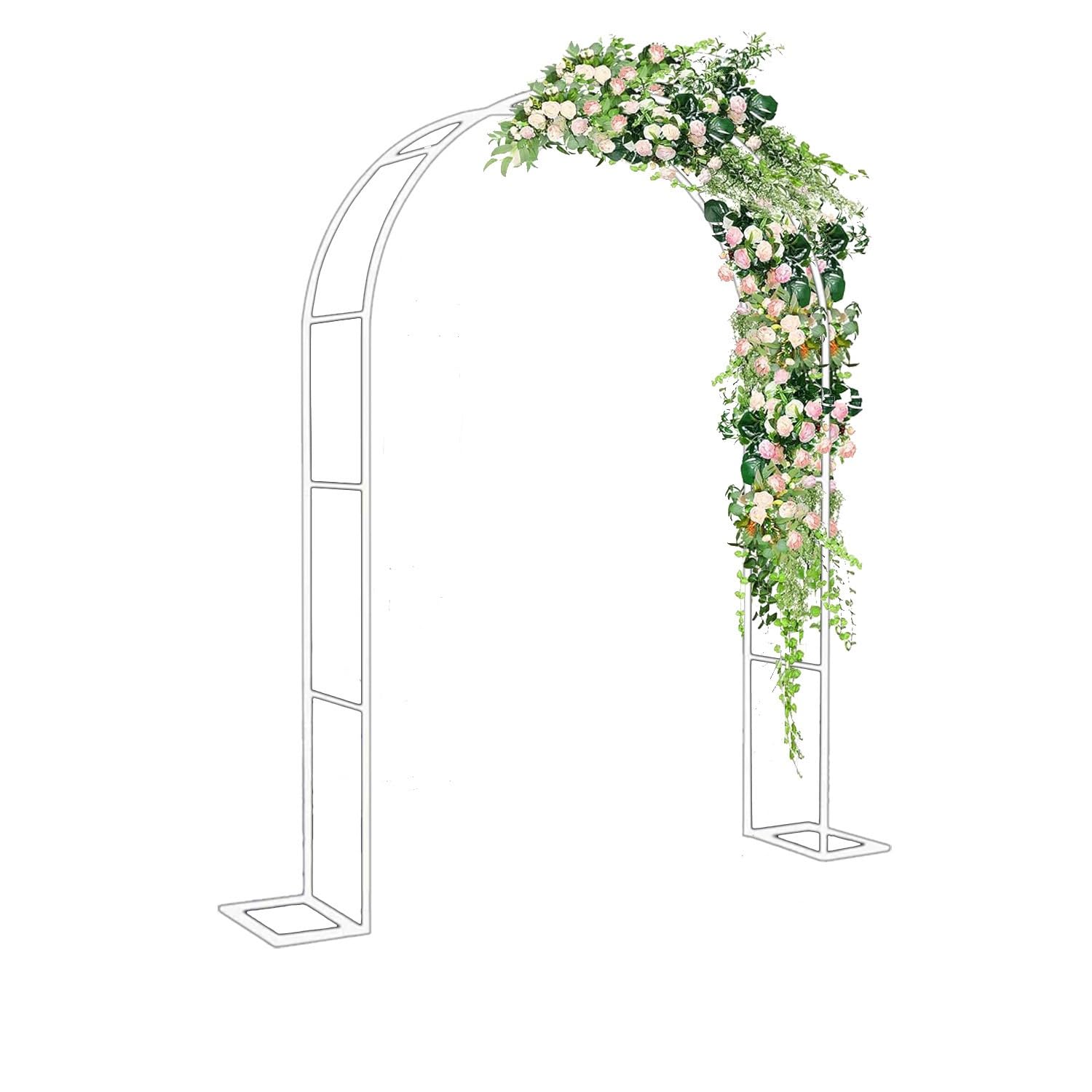 Łuk pergoli ogrodowej, metalowa kratka do roślin pnących, pergola zewnętrzna i łuk ślubny, wysokość 16 cm, czarny/biały/zielony, idealny na dziedziniec, ceremonię, trawnik i garaż