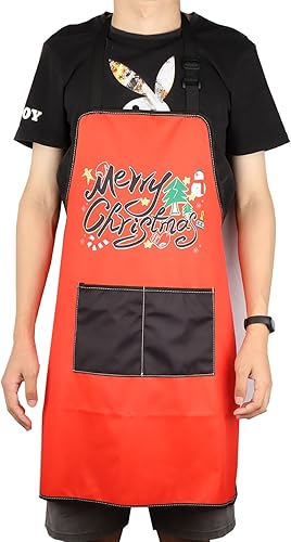 Miniatura 4 de Delantales de Navidad para mujeres y hombres, delantal de cocina de Navidad con bolsillos, regalos de Feliz Navidad, delantal de chef para hornear,
