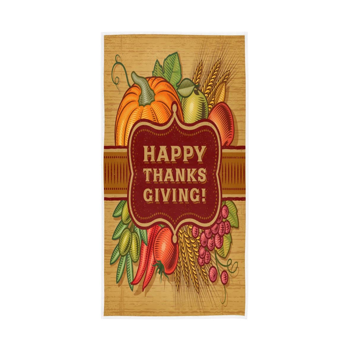 LSRCPD Happy Thanksgiving Retro Soft Hand Towels Absorbent Bath Towel Multipurpose for Bathroom Hotel Gym Spa 30"x15"