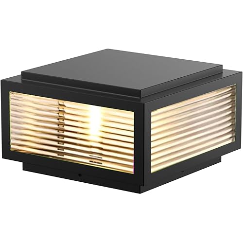 Outdoor Post Light,High Voltage Wired Lantern Column Lamp,Garden Light，for Flat Surface Patio Garden Decoration with IP54 Waterproof E26/E27 Bulb LED Post lamp (20x20x9.8 Inch)