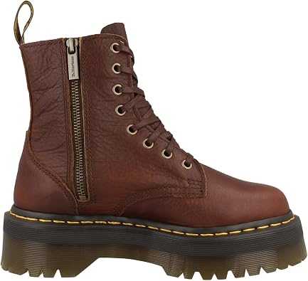 Dr. Martens, Jadon 8-Eye Leather Platform Boot for Men and Women, White Polished Smooth, 7 US Women/6 US Men