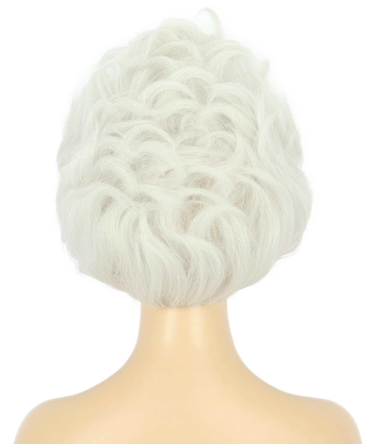 VGbeaty Adult Women Short Wavy White Synthetic Halloween Cosplay Costume Anime Wig - Image 4