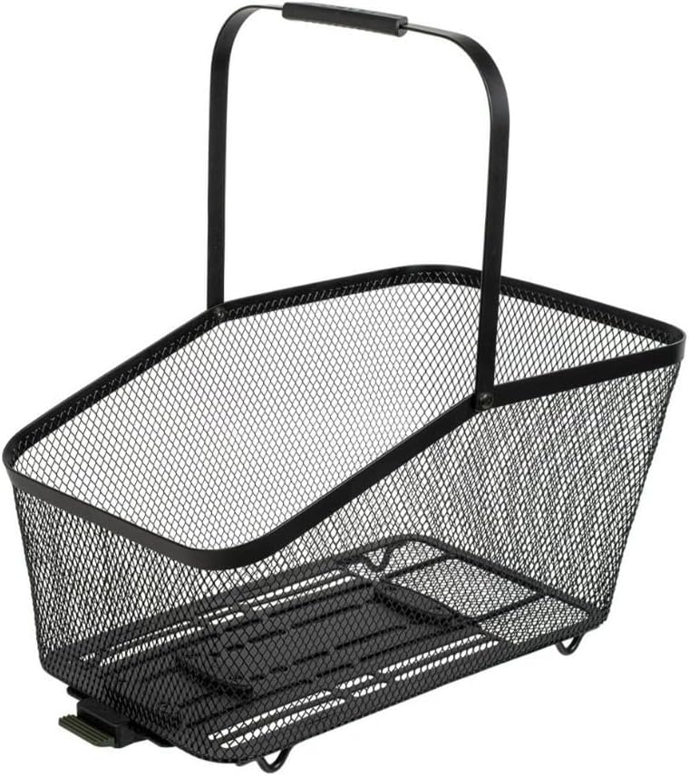 Topeak Urban Metal Mesh Rear Basket (Black) – 24L Large-Capacity Bike Basket with Multi-Mount Panel Design, QuickTrack 2.0 / MIK/Racktime Rack Compatibility