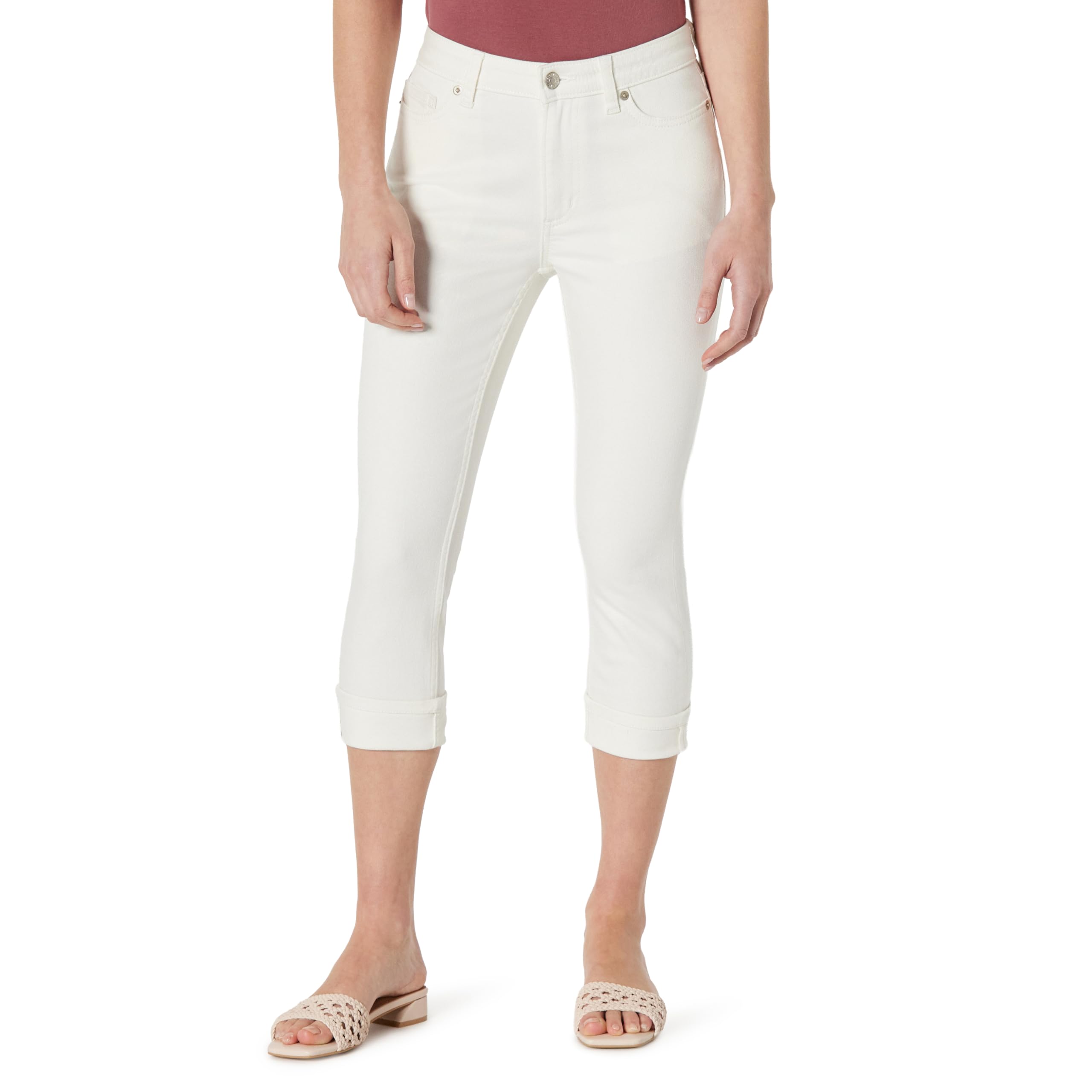 Amazon Essentials Damen Slim-Fit-Capri-Jeans mit Mittlerem Stretchanteil und Mittelhohem Bund