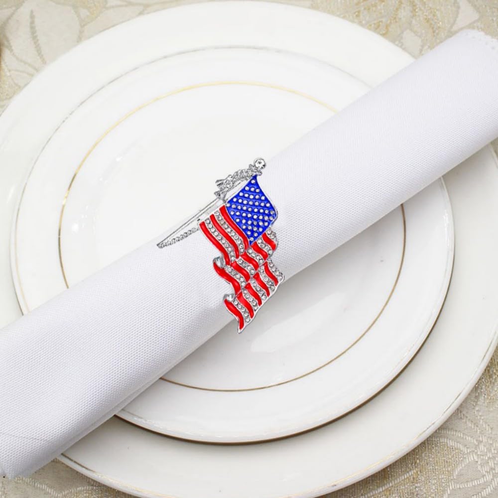 アメリカで購入ナプキンホルダー5＋2個ナプキンリング。 Amazon｜アメリカ国旗 ナプキンリング 6個セット 7月4日 ナプキン