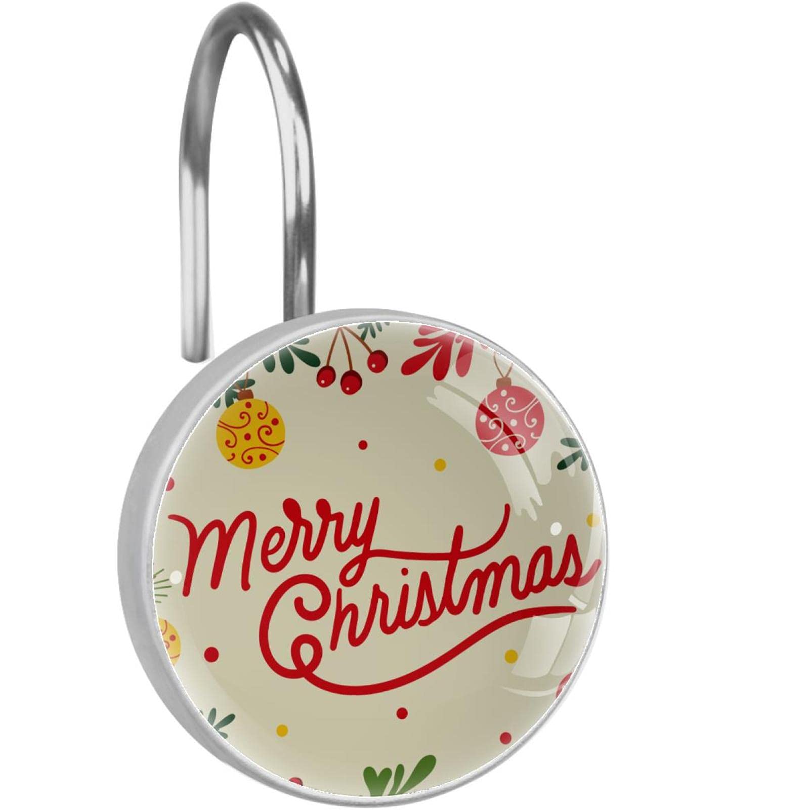 Crochets pour rideau de douche en verre cristal : lot de 12 anneaux à motif de feuilles de Noël