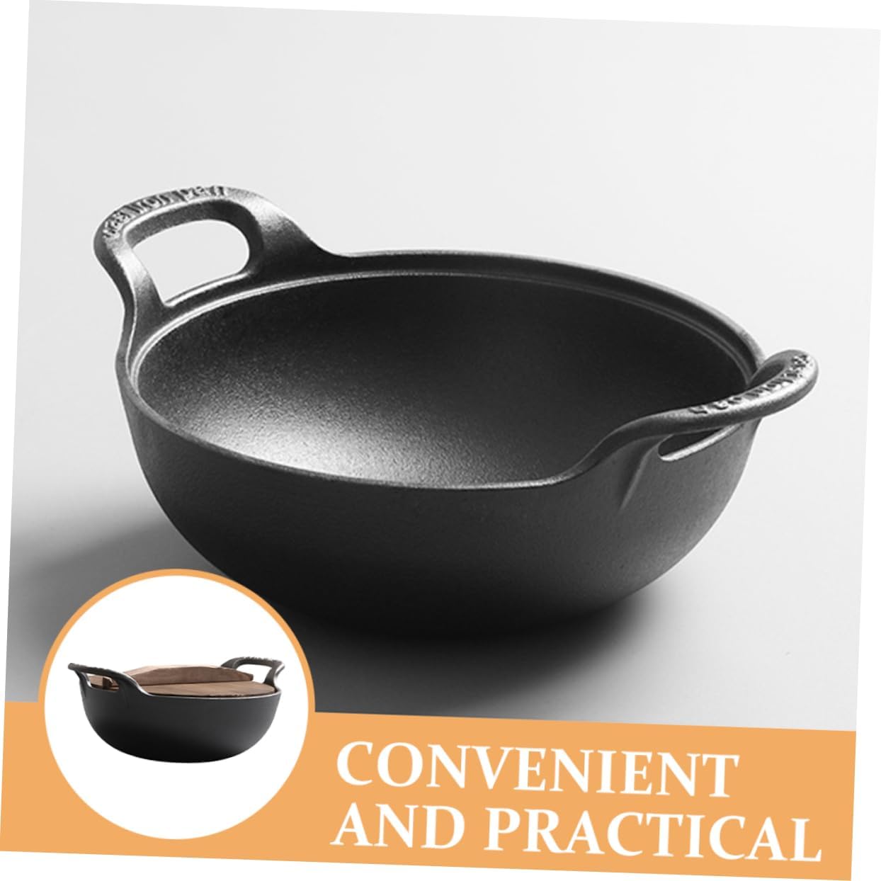 POPETPOP Cast Iron Skillet Saucepan Ramsay Cookware Alternative Easy Clean Non-stick Pot Camping Soup Pot
