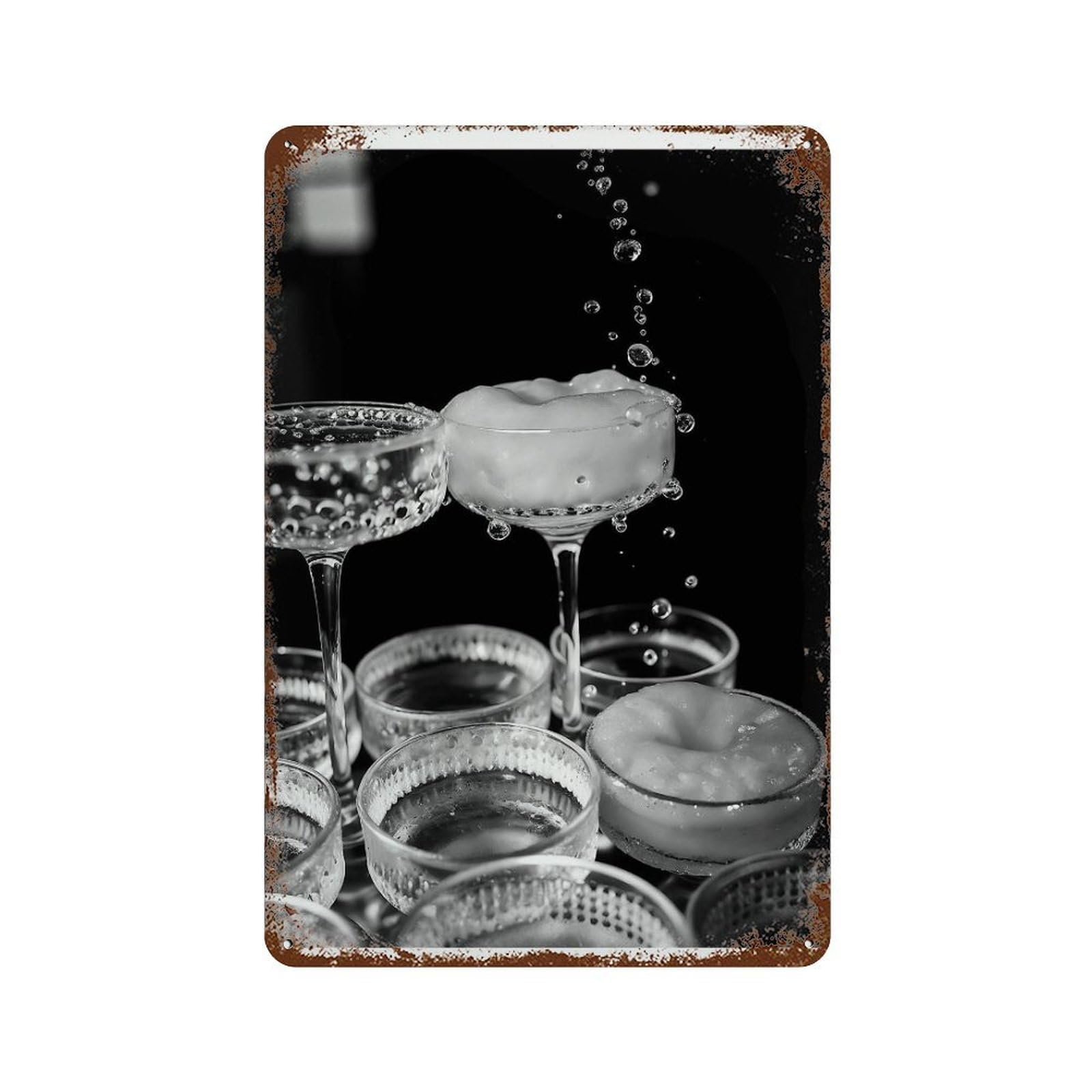 xiaoxiaoshen Champagne Print Wall Decor Art Metal Tin Poster Modern Home Decor Art Home Bar Shop Decorations Vintage Sign 30x20cm