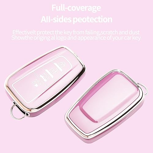 Miniatura 9 de Compatible con funda para llavero Toyota con llavero de TPU suave funda protectora para llave para Highlander RAV4 Camry 2018-2022, Blanco