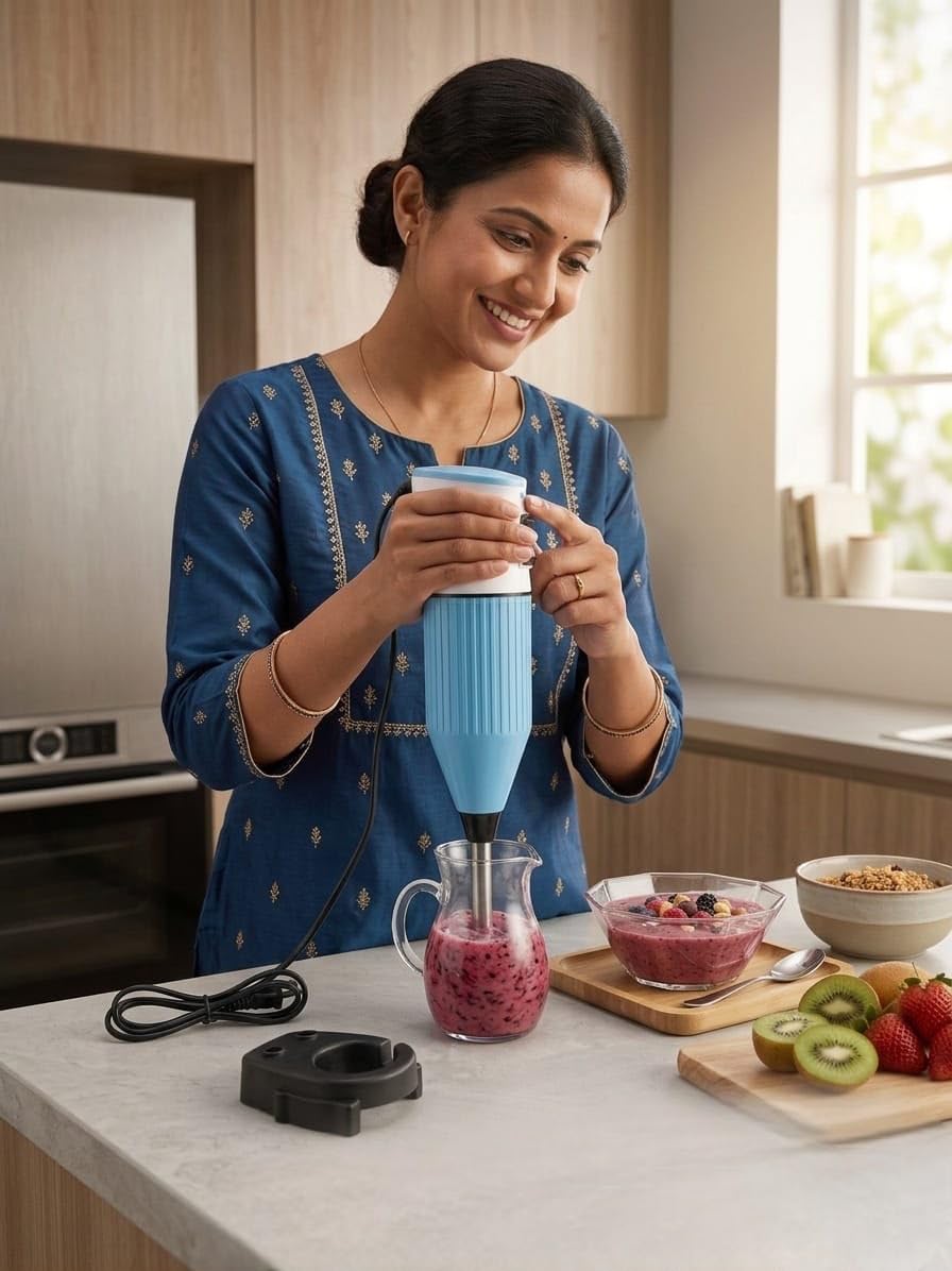Kitchen Blender with Variable Speed Control, High-Power Motor, Whisk and Chopper Attachments, Blue with cord-image-47